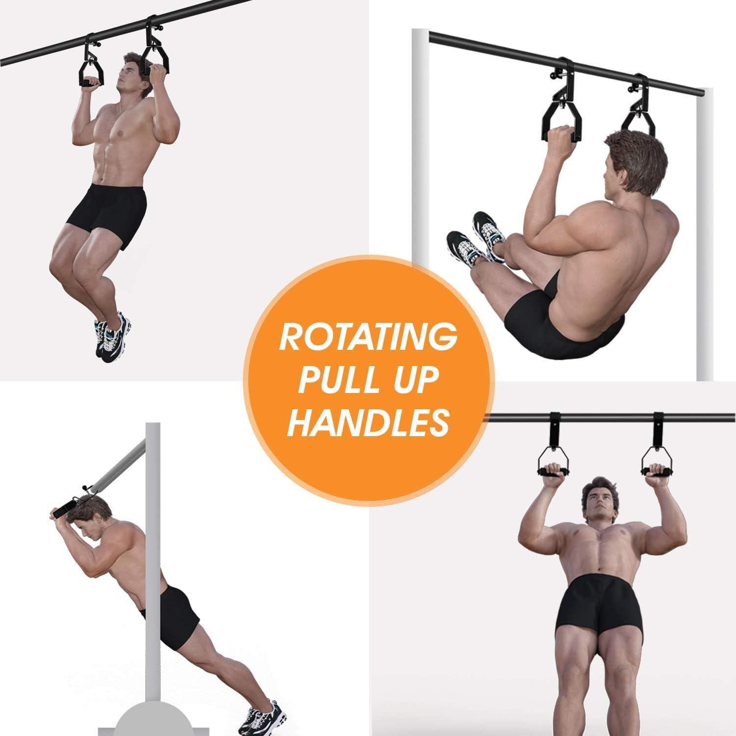Yes4All Rotating Pull Up Handles for Pull Up Bar/Pull Up Grips/Barbell handles with Non-Slip & Foam Pad Grips – Twist Motion for Strength Training Workout