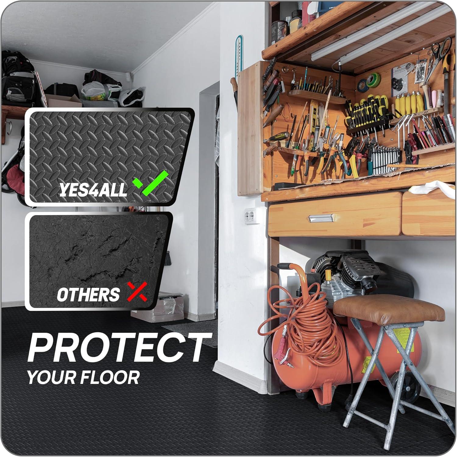 Yes4All EVA Interlocking Mats, Puzzle Floor Tiles, Foam Floor Padding with Border for Furniture, Home Space, Living Room, Garage 24 SQFT