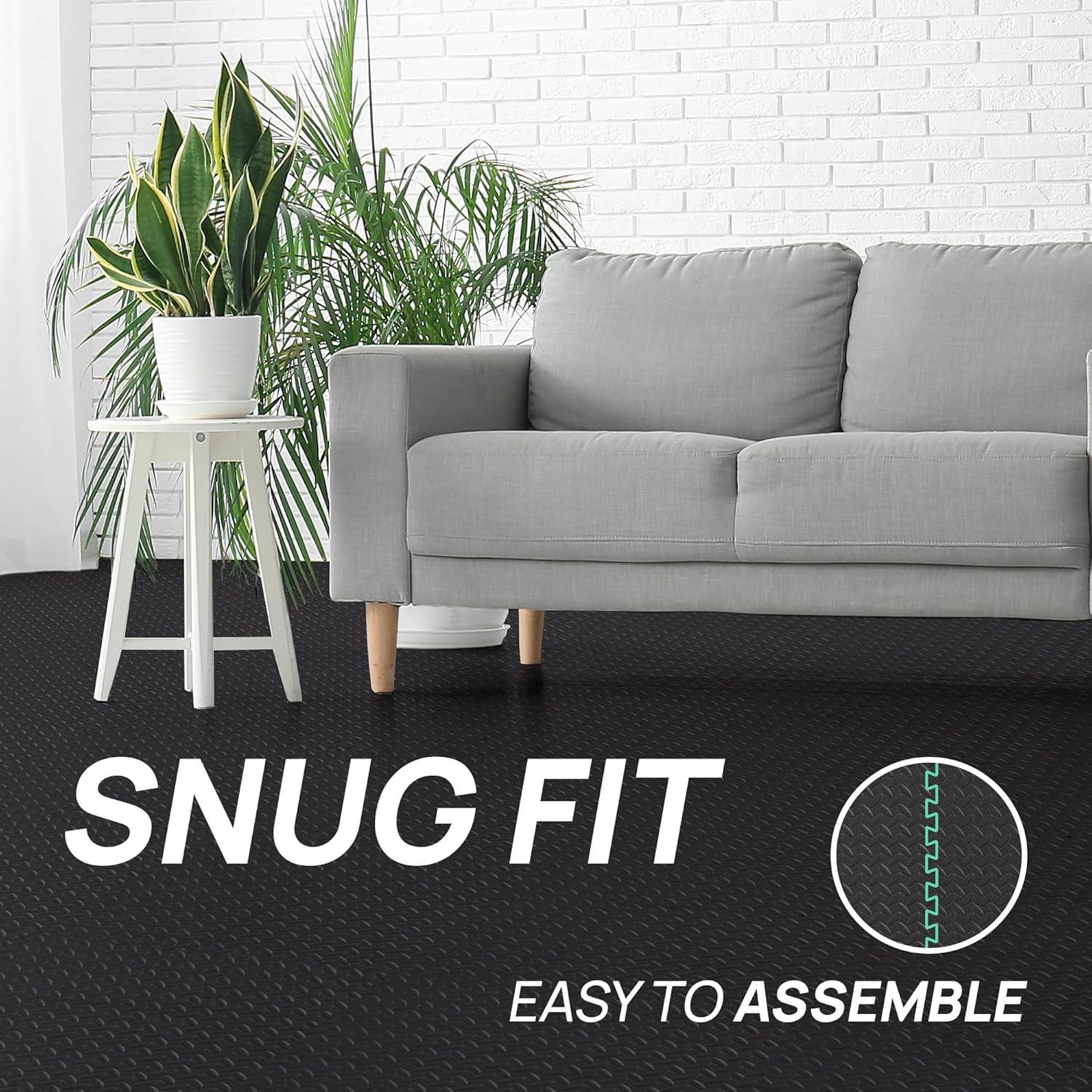 Yes4All EVA Interlocking Mats, Puzzle Floor Tiles, Foam Floor Padding with Border for Furniture, Home Space, Living Room, Garage 24 SQFT