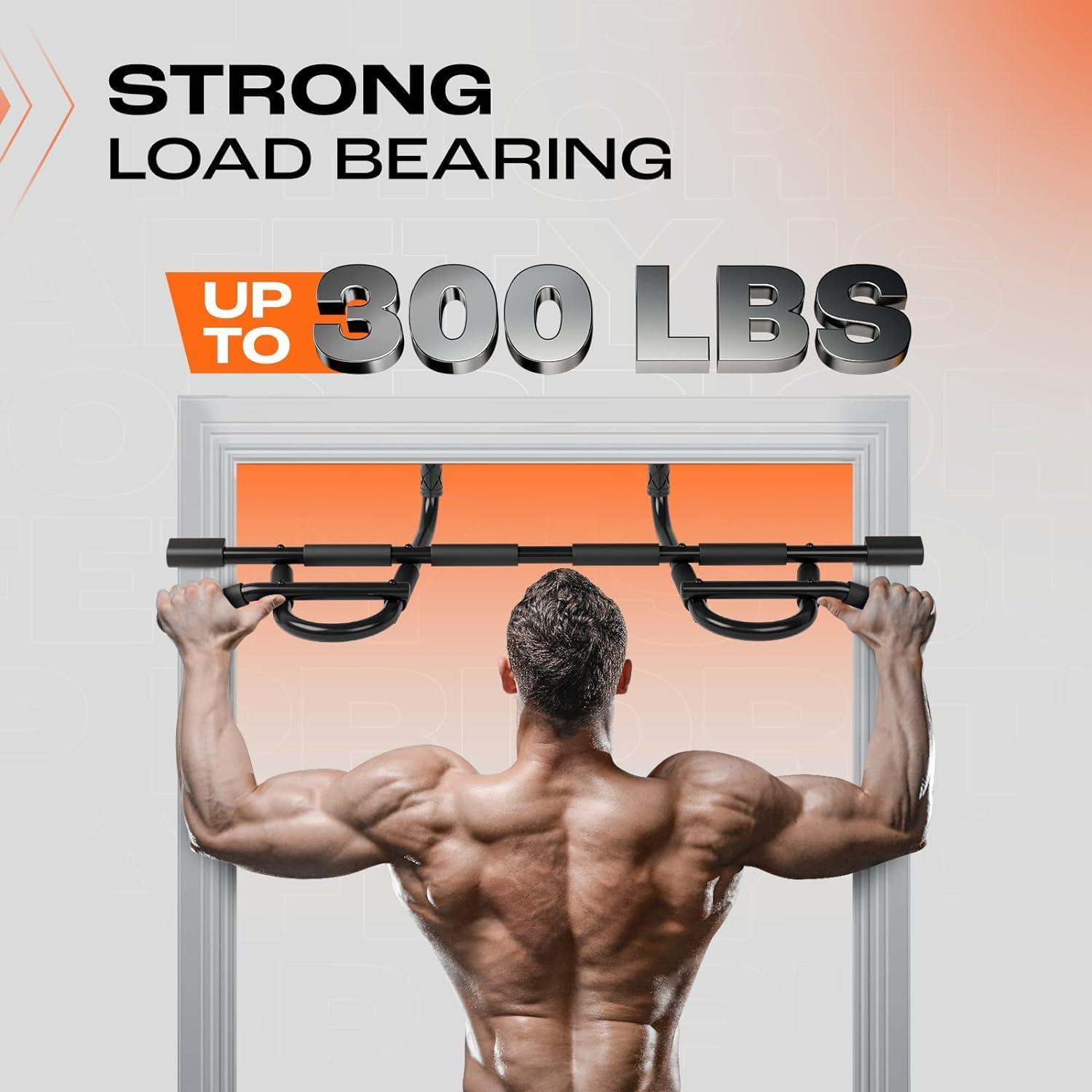 Yes4All Heavy Duty Wall Mounted Pull Up Bar, Over Door Pull Up Bar for Doorway, Multi Grip Chin Up Bar, Sturdy Strength Training Bars & Durable Gym Bar for Home Exercise(Premium Pull Up Bar XSP + Ab Straps)