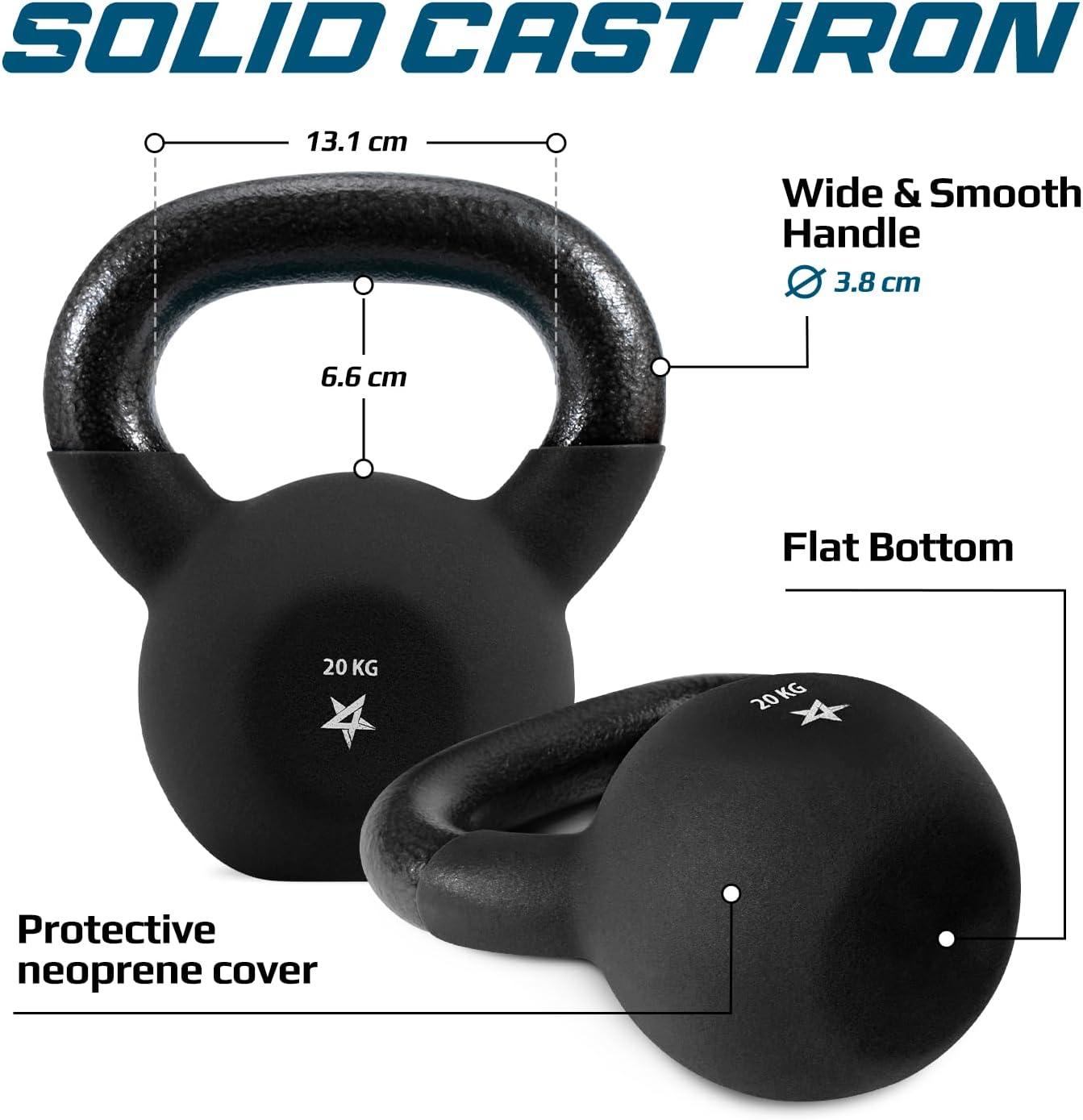 Yes4All 2-20kg Neoprene Coated Cast Iron Kettlebell, Kettle Bell Weight Sets for Home Gym Fitness & Weight Training – Multicolor Kettlebells(H. 20 kg)