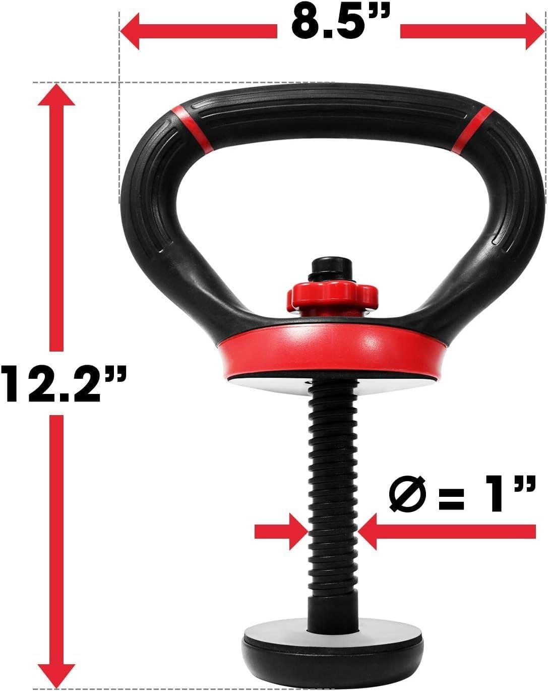 Yes4All Adjustable Kettlebell Handle for Weight Plates, Dumbbell Converter for Strength Training Kettlebells, Home Gym(B. Red – Single)