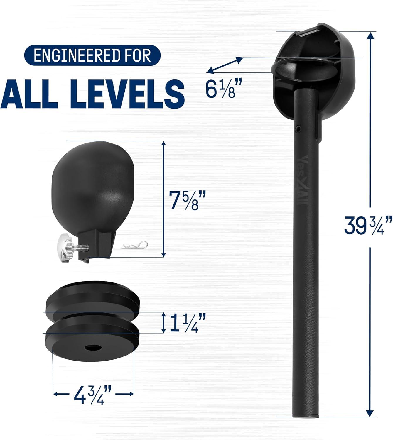 Yes4All Adjustable Macebell, 3-in-1 Steel Mace Weight Club 10/15/20 LB, Workout Mace for Strength Training with Diamond Knurling Handle & Space-Saving Design