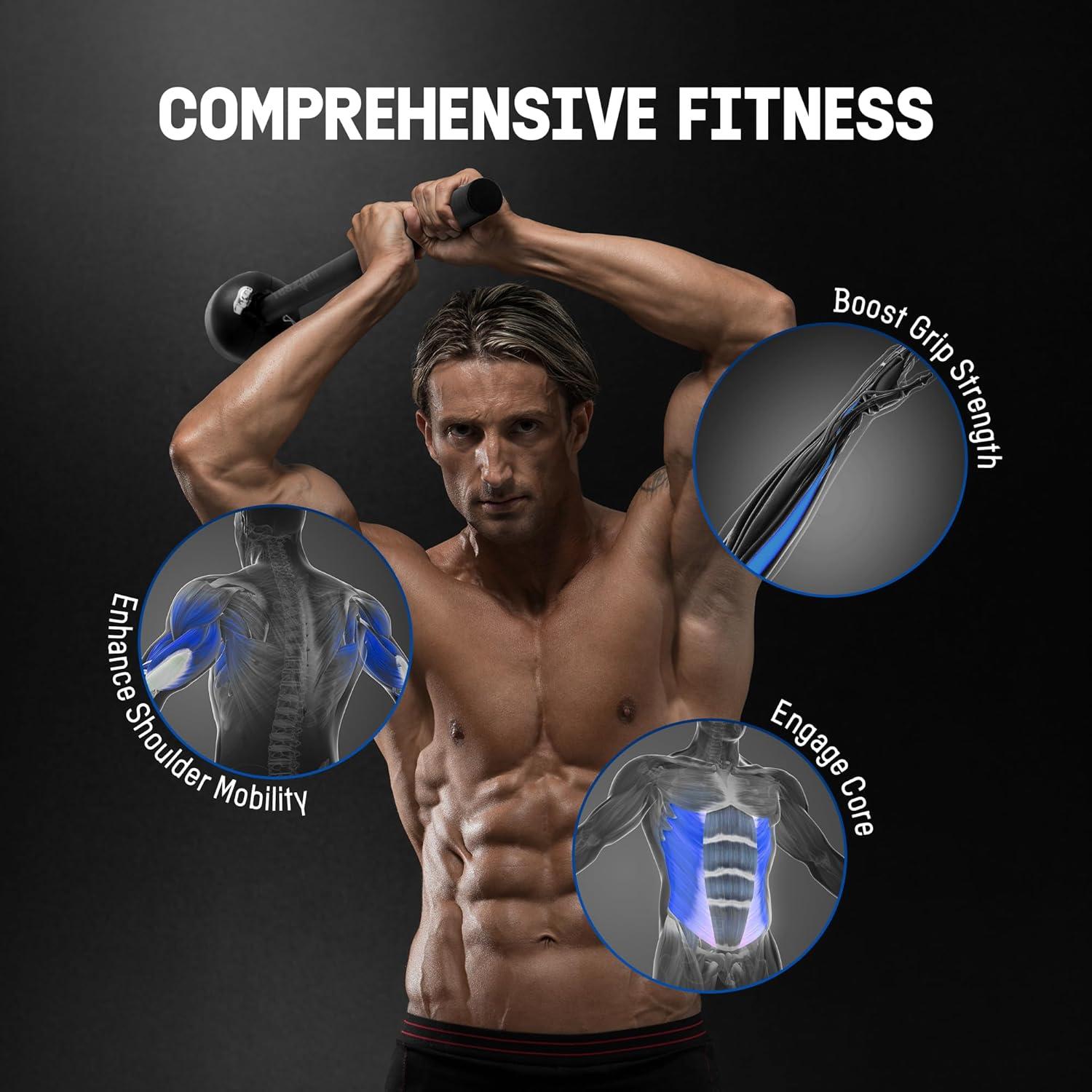 Yes4All Adjustable Macebell, 3-in-1 Steel Mace Weight Club 10/15/20 LB, Workout Mace for Strength Training with Diamond Knurling Handle & Space-Saving Design