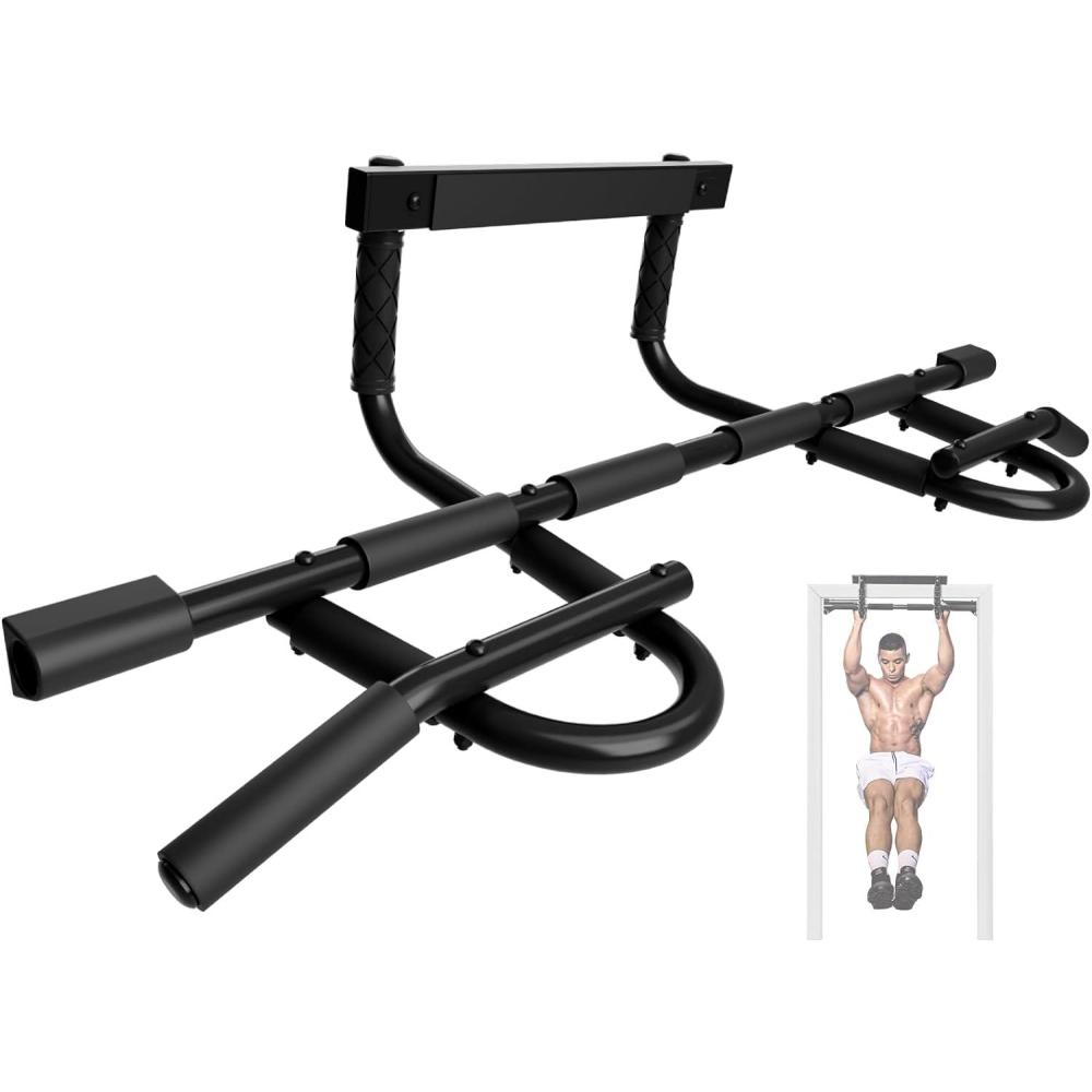 Yes4All Heavy Duty Wall Mounted Pull Up Bar, Over Door Pull Up Bar for Doorway, Multi Grip Chin Up Bar, Sturdy Strength Training Bars & Durable Gym Bar for Home Exercise(Pull Up Bar XSP)