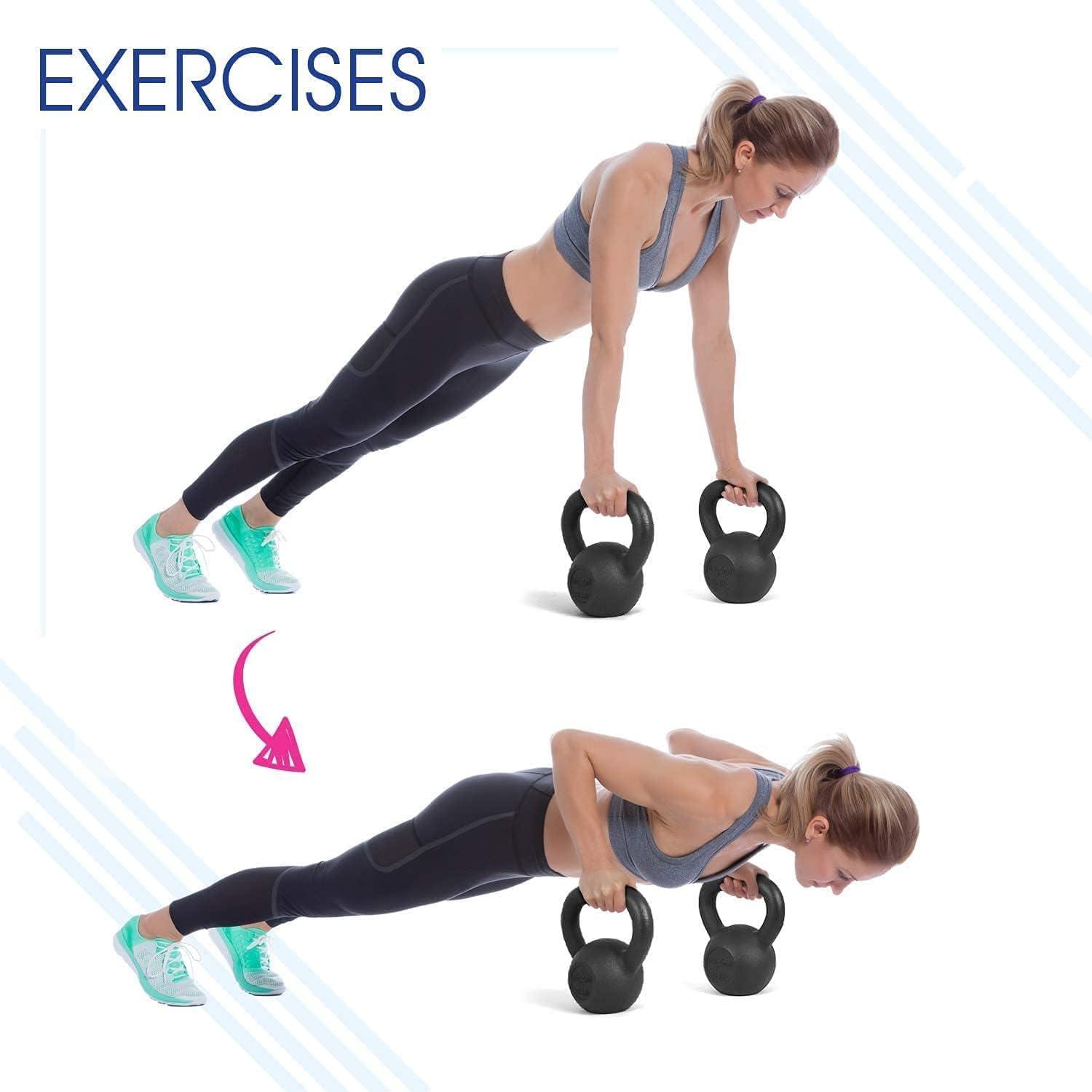 Yes4All Cast Iron Kettlebell, Strength Training Kettlebells 5-80 Lb (5,10,15,20,25,30,35,40,45,50,60,70,80 Lb) for Full Body Workout, Push up, Strength Training – Single & Kettlebell Set of 2 for Men(D.Black 20lbs)
