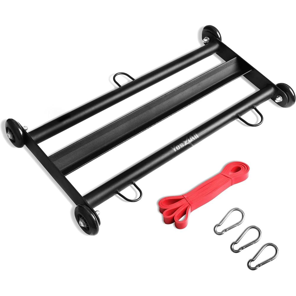 Yes4All Glute Ham Glider, Exercise Wheels for Home Gym Fitness, Glute Hamstring, Booty Building(B. Glute Ham Glider + Resistance Band)
