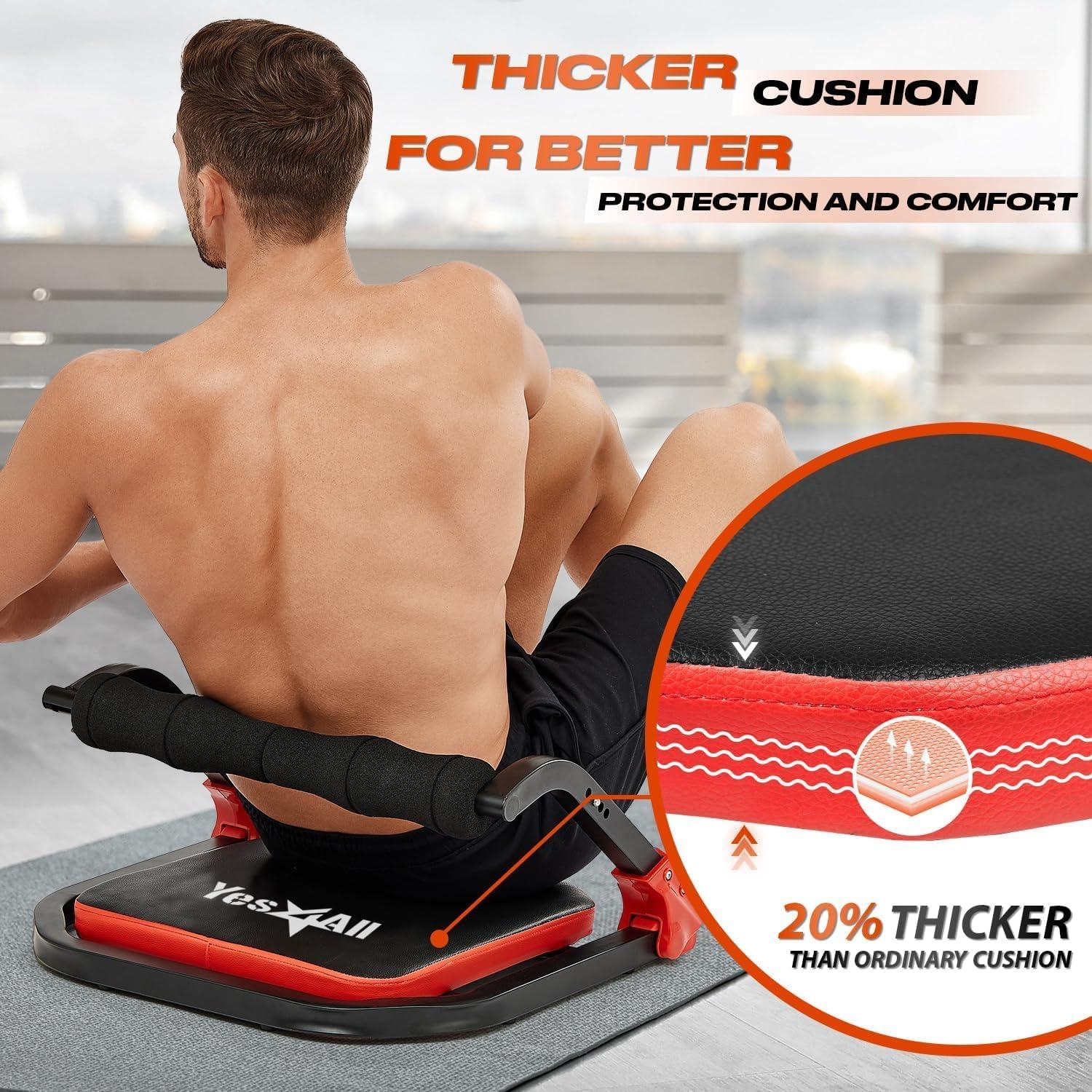 Yes4All Ab Crunch Machine For Total Body & Core Abdominal, Situp Lockable With Ergonomic Foam Handle & 2 Resistance Bands(Red & Black)