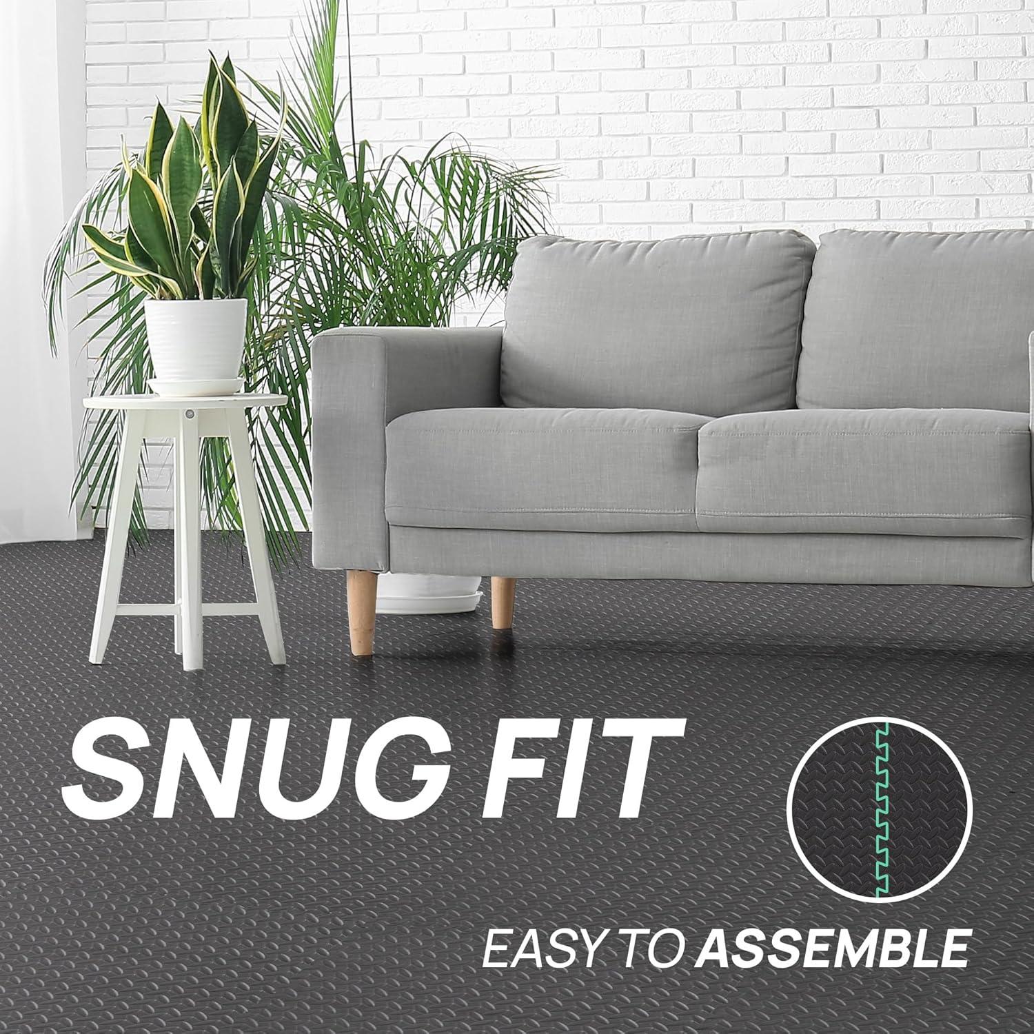 Yes4All EVA Interlocking Mats, Puzzle Floor Tiles, Foam Floor Padding with Border for Furniture, Home Space, Living Room, Garage 120 SQFT