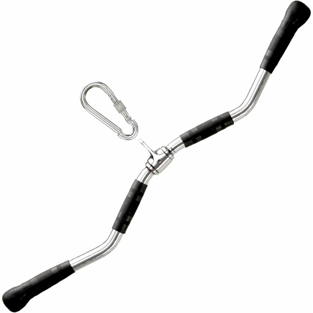 Yes4All Wide Grip LAT Pull Down Bar Attachments with Rubber Handles/Curl LAT Pulldown Attachment for Gym Equipment, Press Down Bar/Cable Attachment Rubber Handgrips