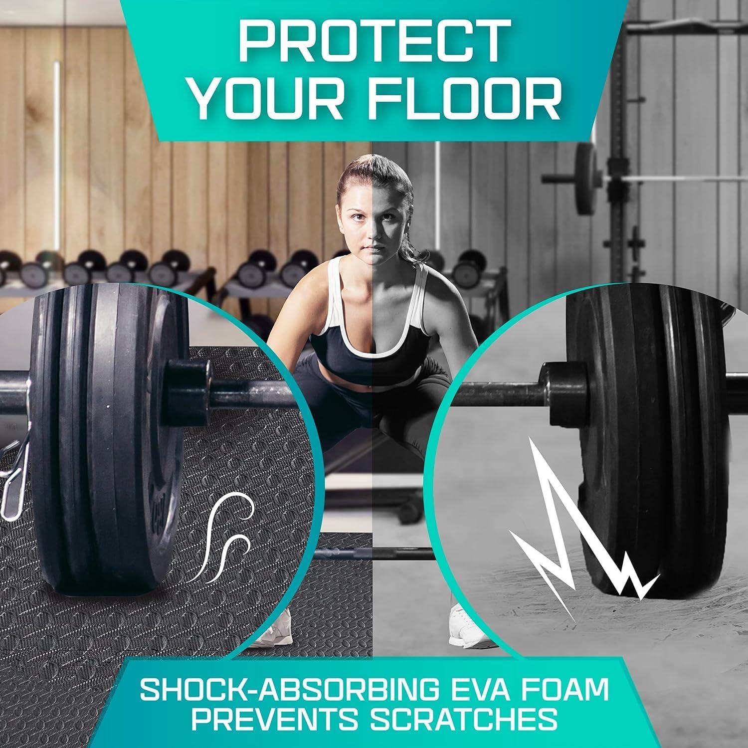 Yes4All 12,16,36 SQ.FT Puzzle Exercise Mat for Home Gym, EVA Interlocking Foam Floor Tiles with Border for Workout Equipment(A’. Interlocking Exercise Mat – Black – 12pcs)