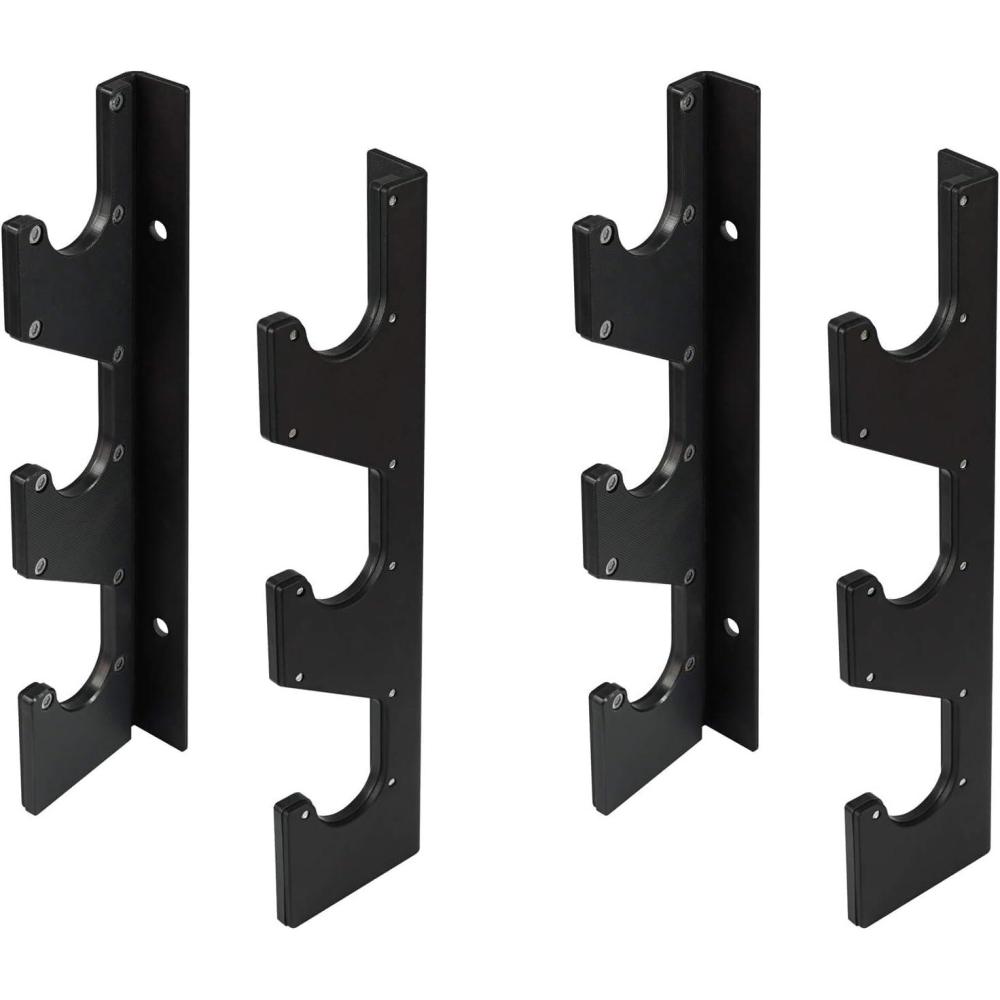 Yes4All Vertical Wall Mounted Olympic Barbell Holder, Barbell Storage Rack, Hanging Barbell Rack for Home Fitness Equipment(E. Black Horizontal Wall Mounted 2 Pairs)