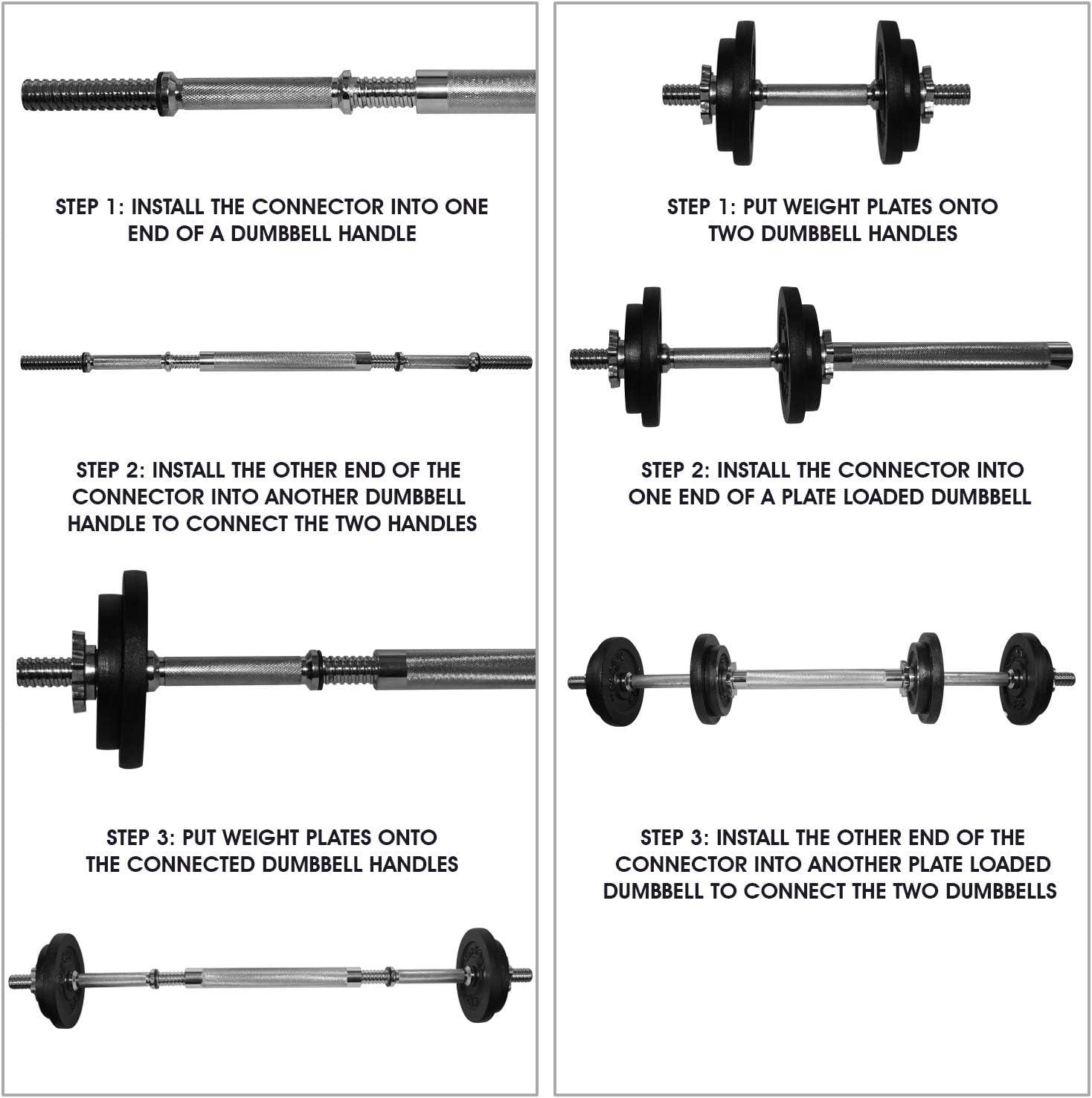 Yes4All Adjustable Dumbbell Set with Weight Plates/Connector – Exercise & Workout Equipment – Size Options 40lbs to 200lbs(D. Barbell 40LB or 20LB Dumbbell Pair)