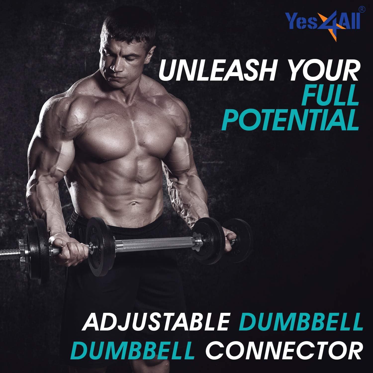Yes4All Adjustable Dumbbell Set with Weight Plates/Connector – Exercise & Workout Equipment – Size Options 40lbs to 200lbs(D. Barbell 40LB or 20LB Dumbbell Pair)