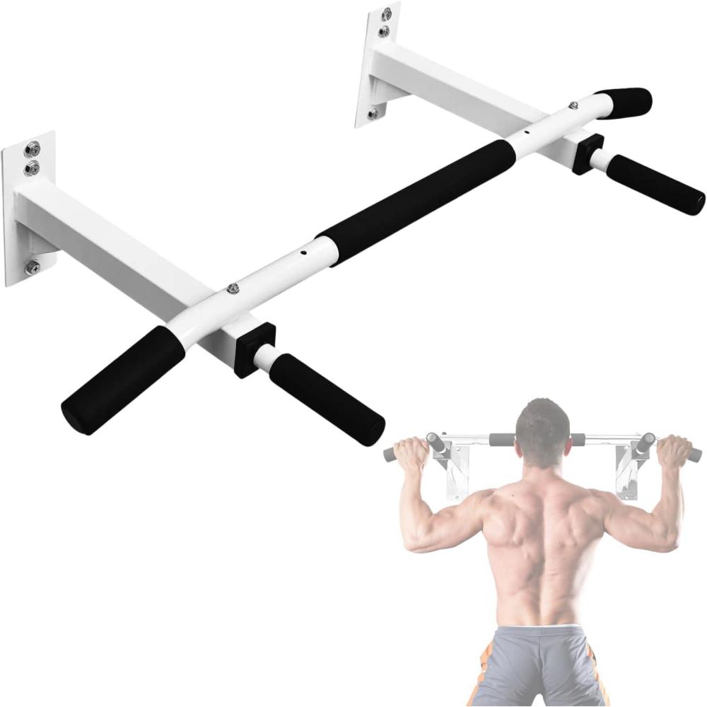 Yes4All Pull Up Bar Wall Mounted – Multifunctional Wall Mounted Pull Up Bar for Home Gym Workout Strength Training Equipment(C. Standard – White)