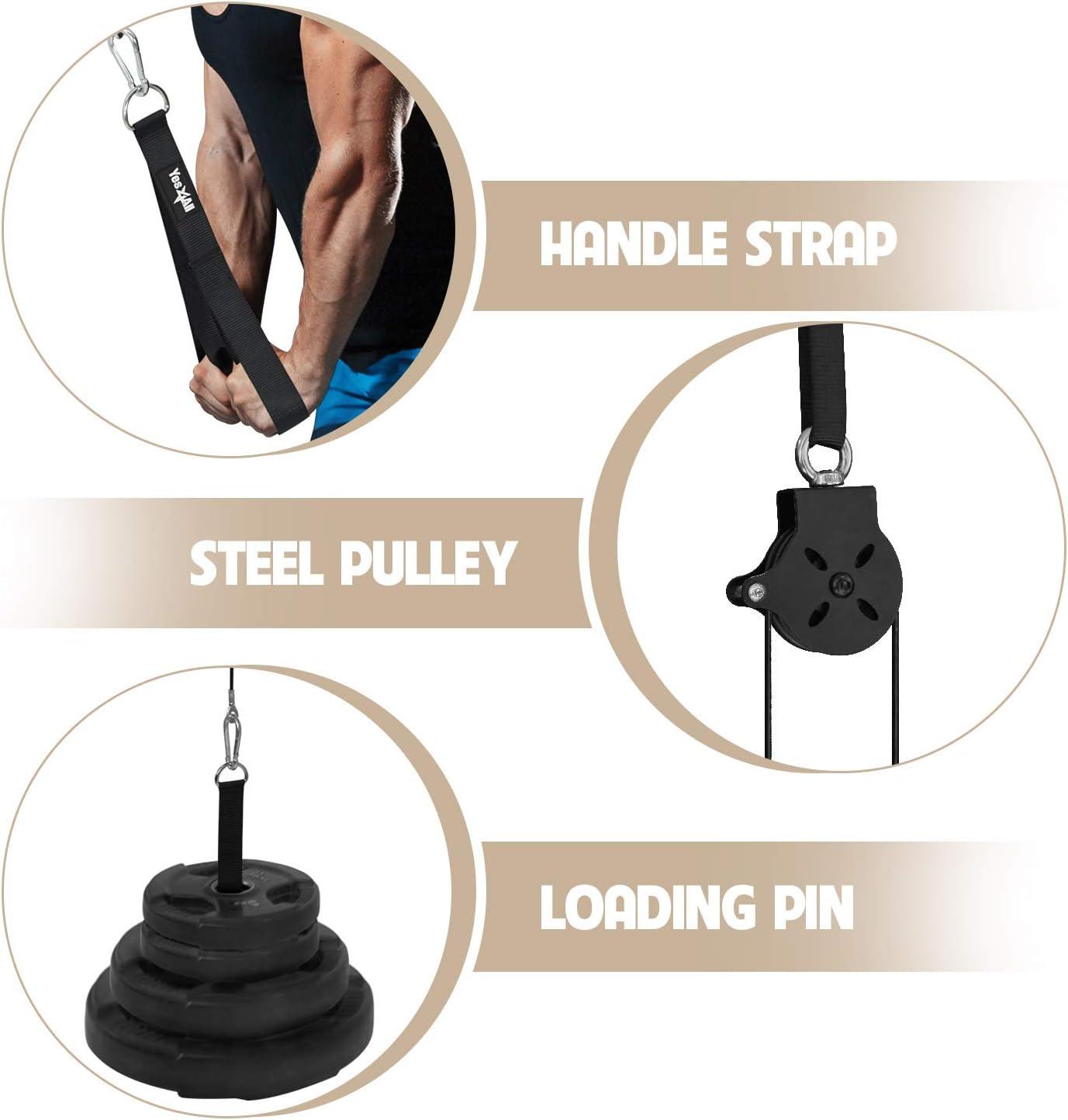 Yes4All Cable Pulley Attachment Single Set – 2-inch Olympic Bars Compatible LAT Pulldown Pulley & Home Gym Pulley