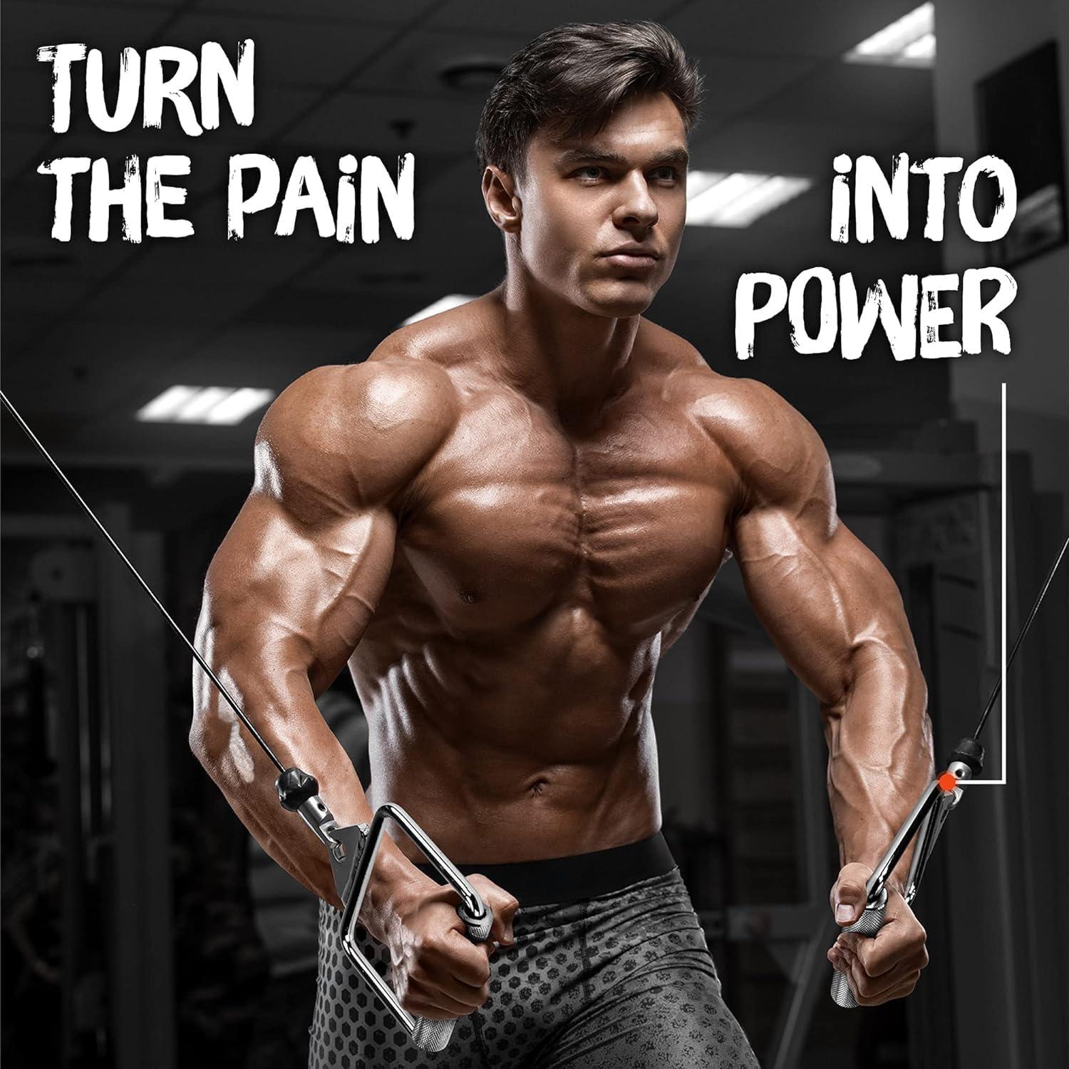 Yes4All Wide Grip Curl LAT Pull Down Bar Attachments Rubber Handgrips/Curl Bar/Press Down for Cable Pulley System Machine(E. Tricep Rope + Single D Handle)