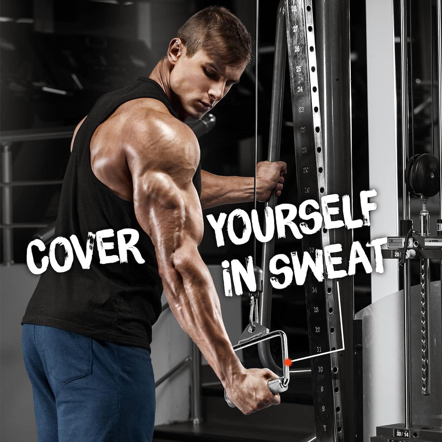 Yes4All Wide Grip Curl LAT Pull Down Bar Attachments Rubber Handgrips/Curl Bar/Press Down for Cable Pulley System Machine(E. Tricep Rope + Single D Handle)