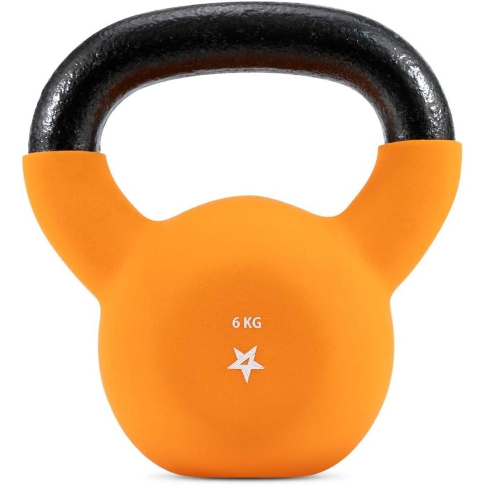 Yes4All 2-32kg Neoprene Coated/Powder Coated Kettlebells Cast Iron, Kettlebell Weight Sets for Home Gym Fitness & Weight Training(C. 6 kg)