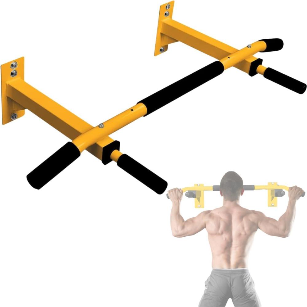 Yes4All Pull Up Bar Wall Mounted – Multifunctional Wall Mounted Pull Up Bar for Home Gym Workout Strength Training Equipment(B. Standard – Orange)