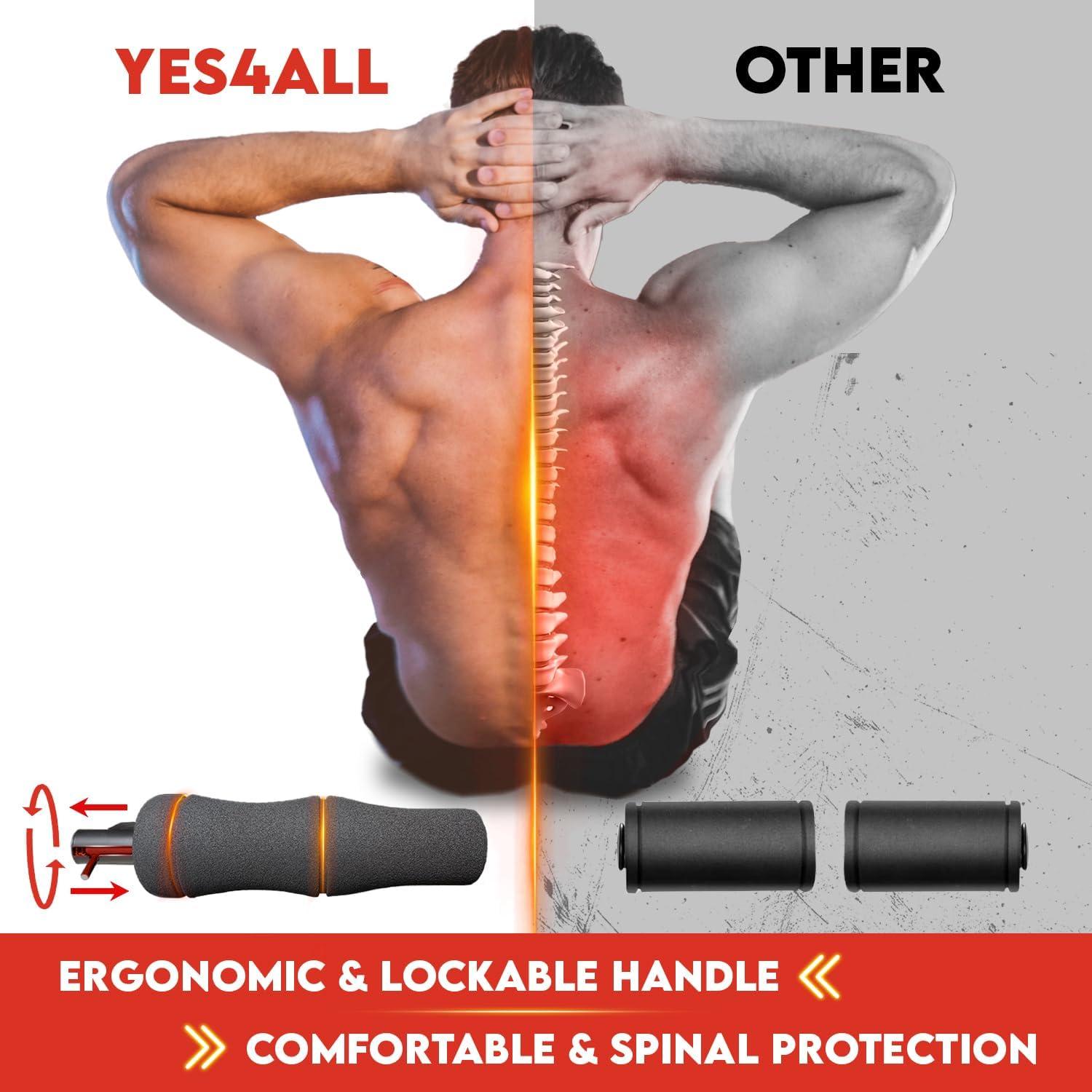 Yes4All Ab Crunch Machine – Lockable Ergonomic Foam Handle With Resistance Bands, Maximum Capacity 330 Lbs, Sit Up Exercise Equipment, Total Body Workout Machine Red, Black