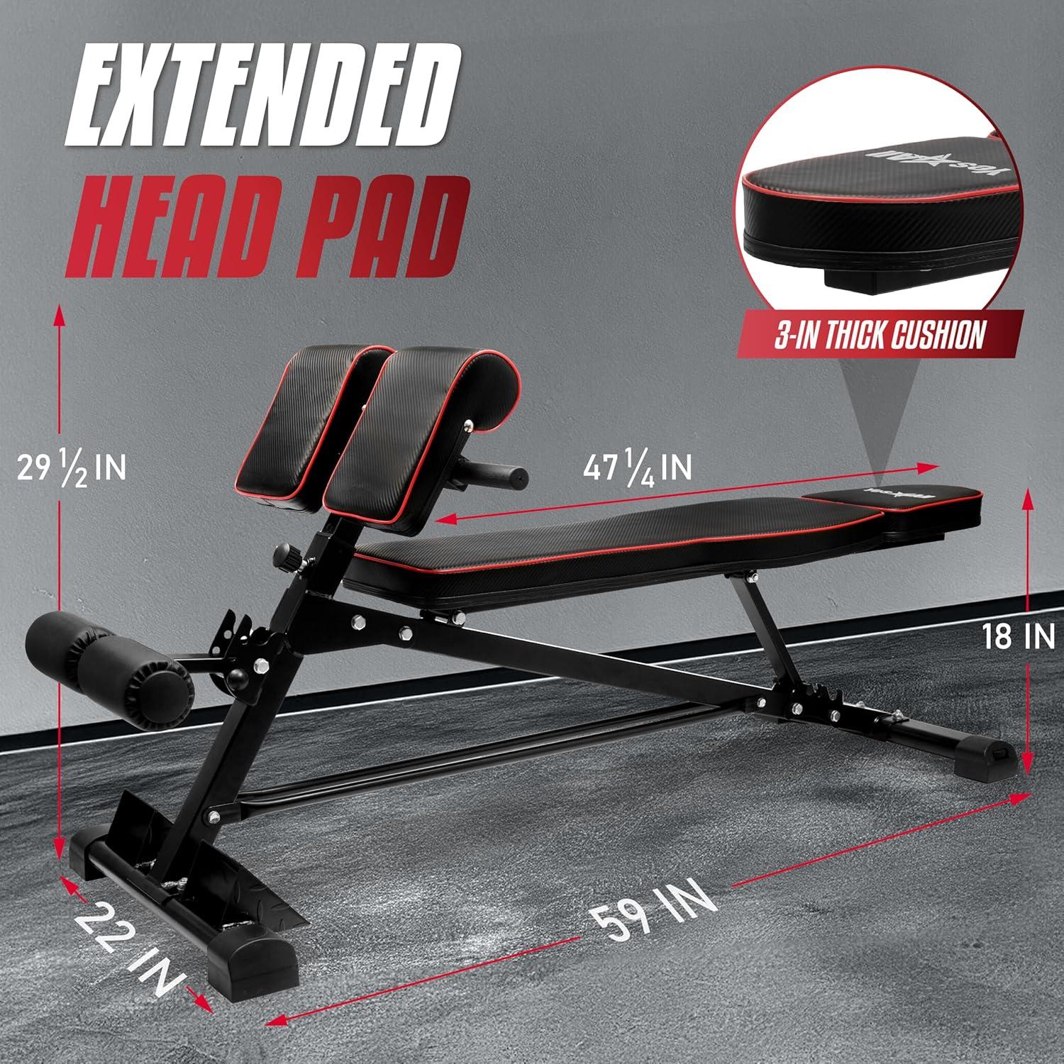 Yes4All Multi-Functional Workout Bench, Sit Up Bench, Weight Bench, Roman Chair & Back Extension for Core Training