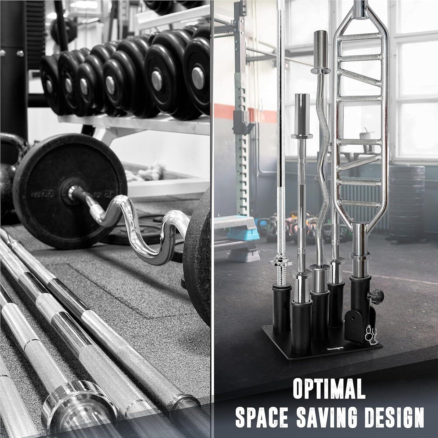 Yes4All 2-IN-1 220lbs Barbell Holder with T-Bar Row Platform 1-Inch Adapter, Barbell Stand Holder with Landmine Base for Rack