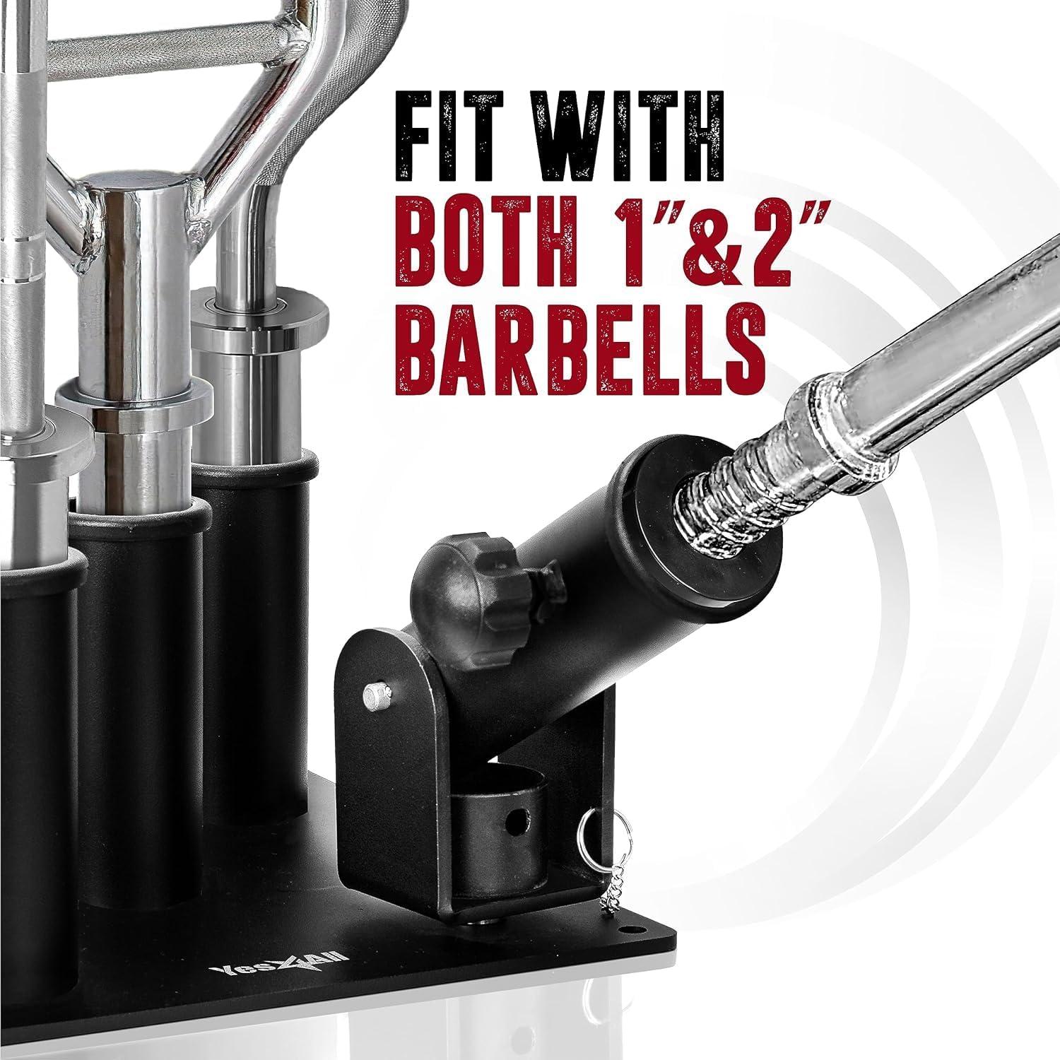 Yes4All 2-IN-1 220lbs Barbell Holder with T-Bar Row Platform 1-Inch Adapter, Barbell Stand Holder with Landmine Base for Rack