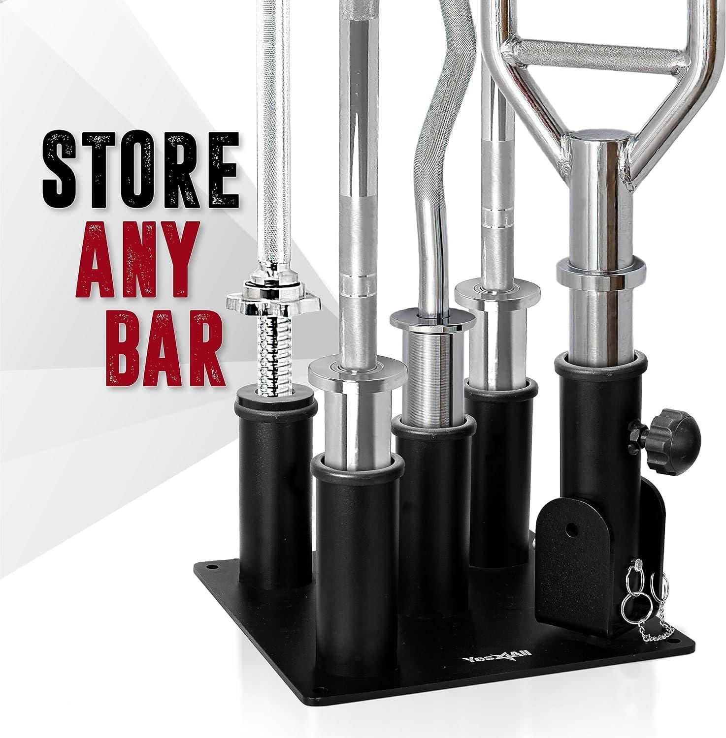 Yes4All 2-IN-1 220lbs Barbell Holder with T-Bar Row Platform 1-Inch Adapter, Barbell Stand Holder with Landmine Base for Rack