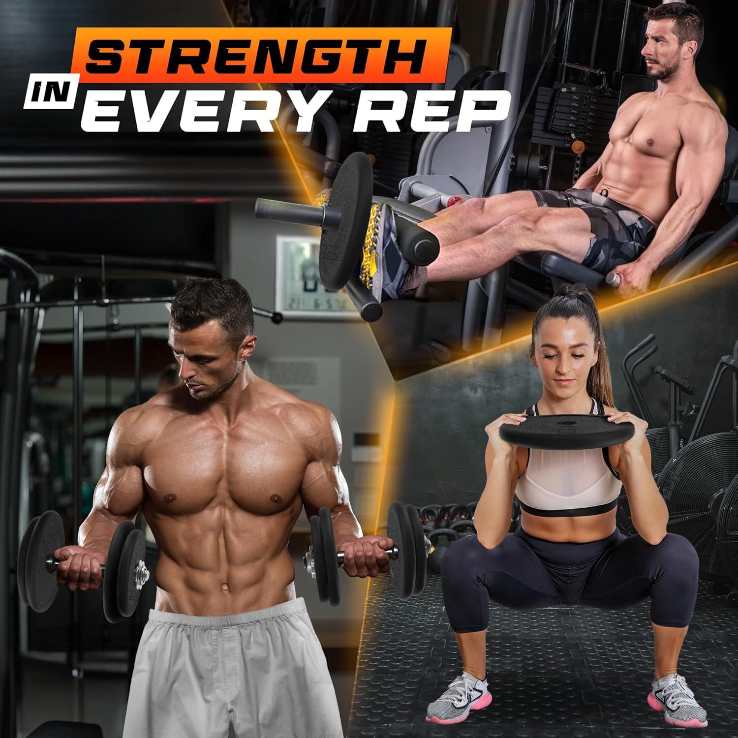 Yes4All Standard 1″ Cast Iron Weight Plate – Ideal for Strength Training – Multiple Weight: 5LB to 25LB (Single & Set of 4)(1-Inch Center)