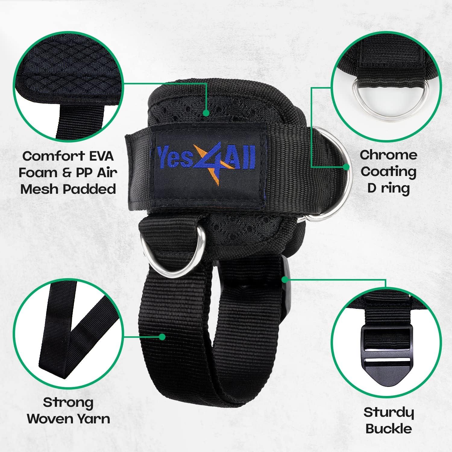Yes4All Ankle Strap for Cable Machines and Resistance Bands, Work Out Cuff Attachment for Home & Gym, Booty Workouts/Glutes Exercises – Three Level Resistance Bands