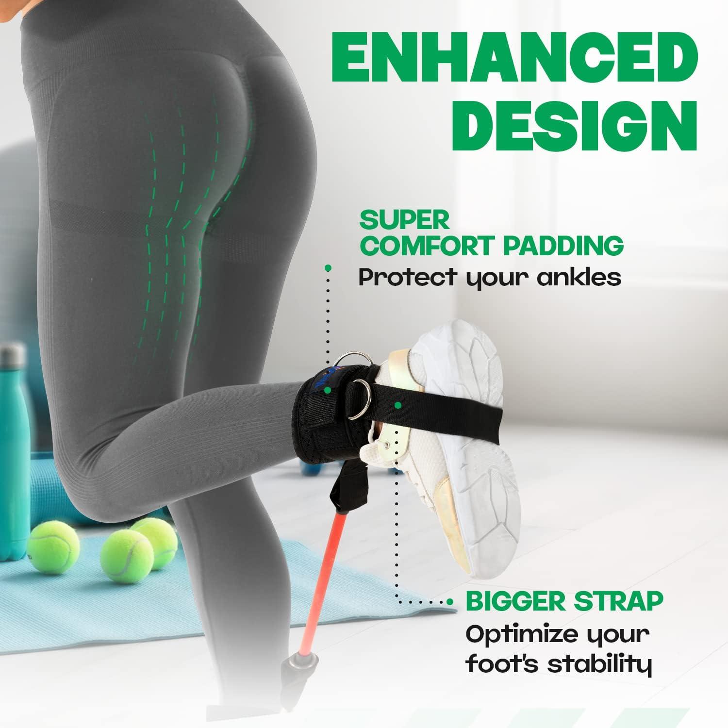 Yes4All Ankle Strap for Cable Machines and Resistance Bands, Work Out Cuff Attachment for Home & Gym, Booty Workouts/Glutes Exercises – Three Level Resistance Bands