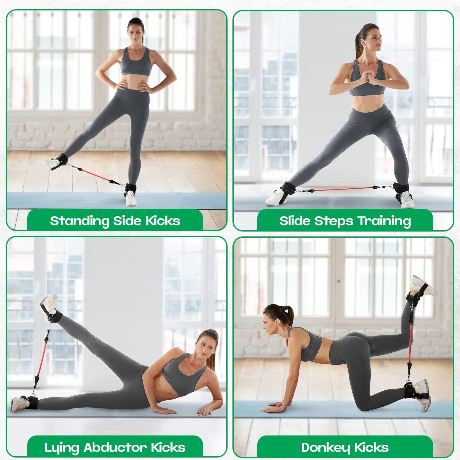 Yes4All Ankle Strap for Cable Machines and Resistance Bands, Work Out Cuff Attachment for Home & Gym, Booty Workouts/Glutes Exercises – Three Level Resistance Bands