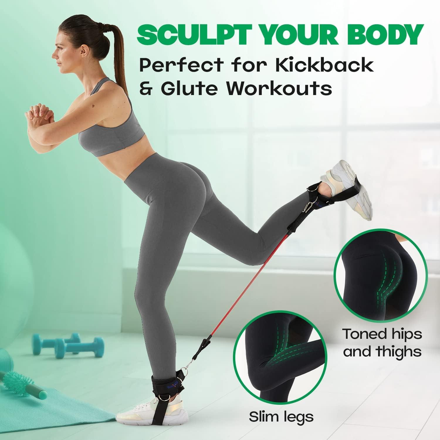 Yes4All Ankle Strap for Cable Machines and Resistance Bands, Work Out Cuff Attachment for Home & Gym, Booty Workouts/Glutes Exercises – Three Level Resistance Bands