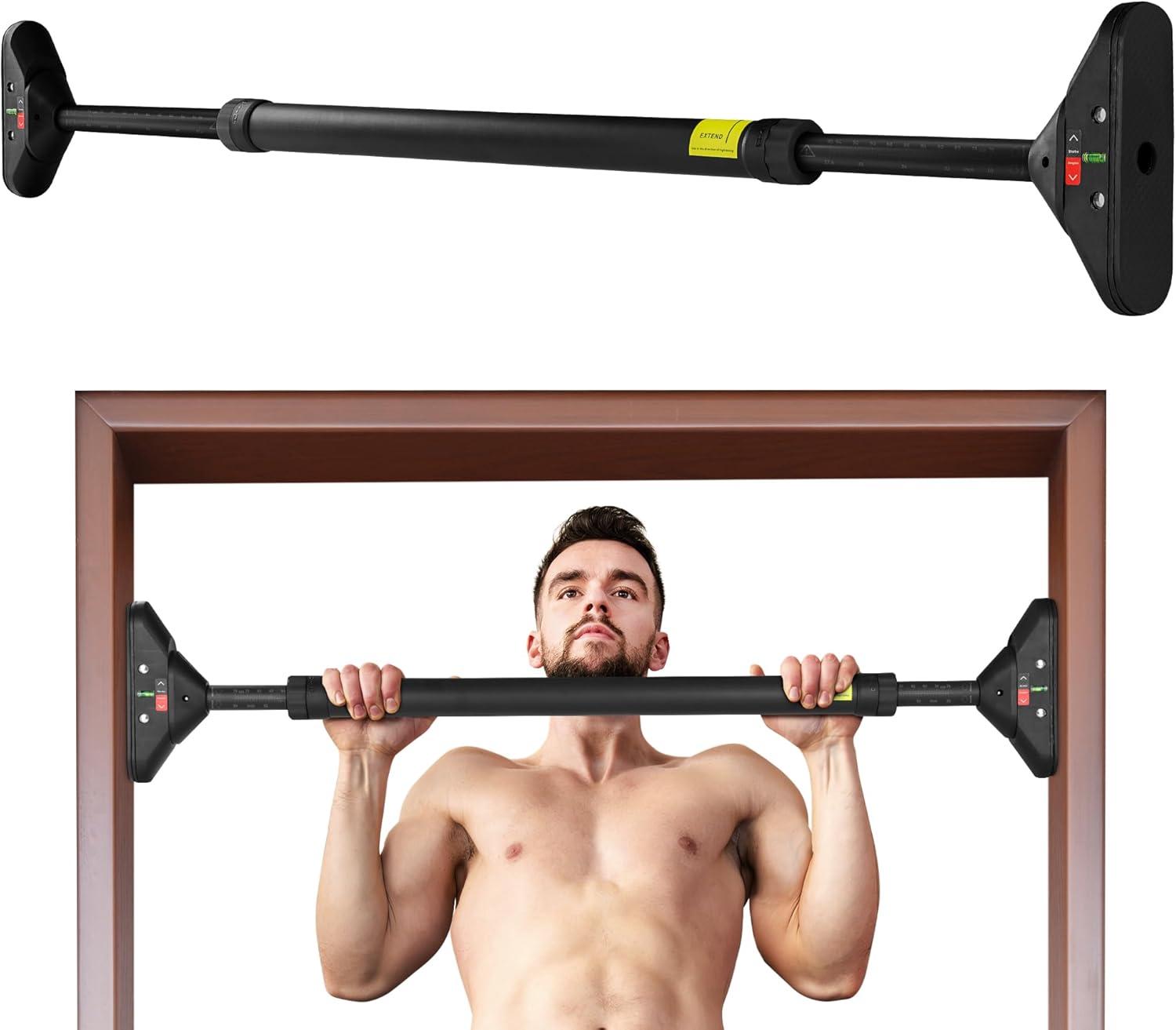 Yes4All Heavy Duty Wall Mounted Pull Up Bar, Over Door Pull Up Bar for Doorway, Multi Grip Chin Up Bar, Sturdy Strength Training Bars & Durable Gym Bar for Home Exercise(Doorway Pull-Up Bar)