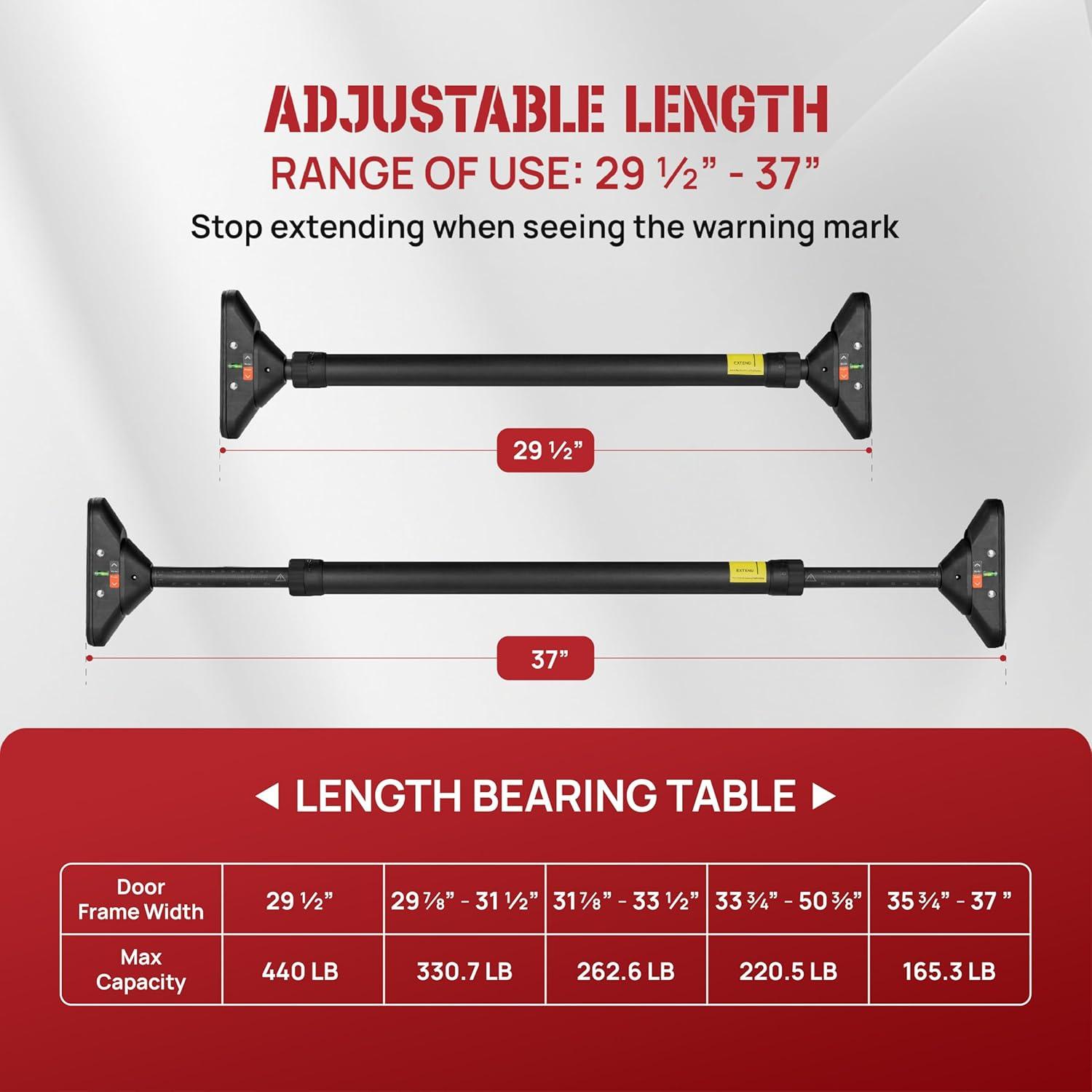 Yes4All Heavy Duty Wall Mounted Pull Up Bar, Over Door Pull Up Bar for Doorway, Multi Grip Chin Up Bar, Sturdy Strength Training Bars & Durable Gym Bar for Home Exercise(Doorway Pull-Up Bar)