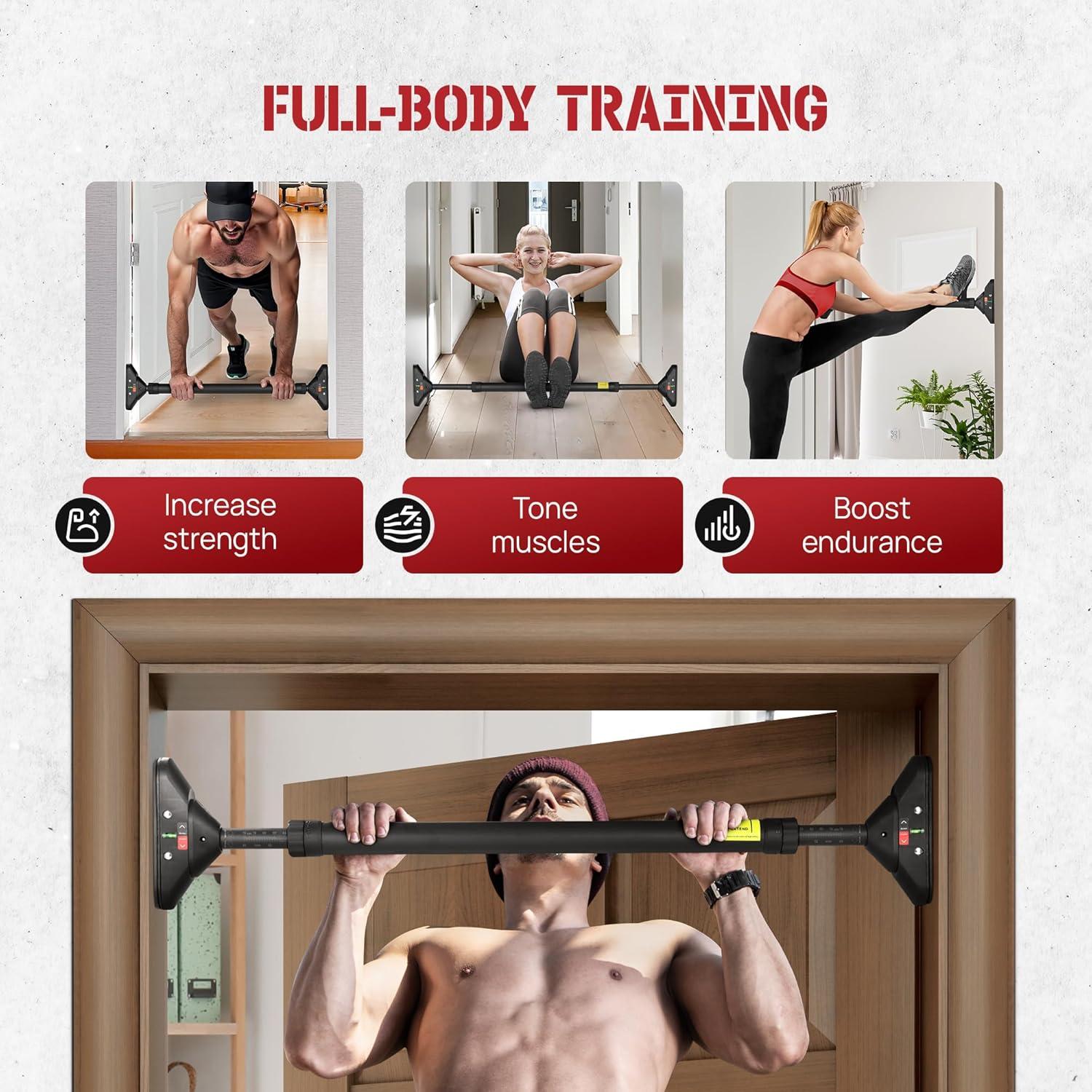 Yes4All Heavy Duty Wall Mounted Pull Up Bar, Over Door Pull Up Bar for Doorway, Multi Grip Chin Up Bar, Sturdy Strength Training Bars & Durable Gym Bar for Home Exercise(Doorway Pull-Up Bar)