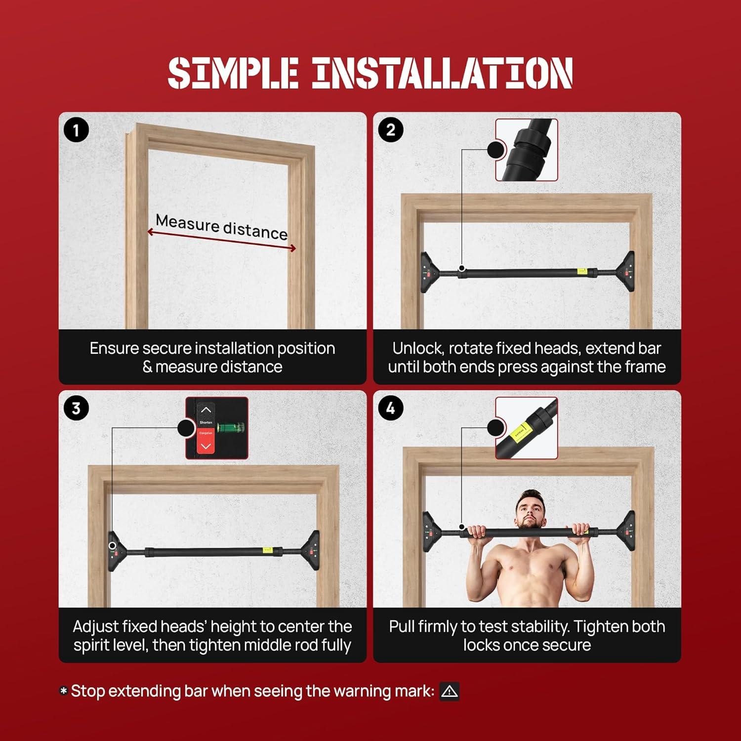 Yes4All Heavy Duty Wall Mounted Pull Up Bar, Over Door Pull Up Bar for Doorway, Multi Grip Chin Up Bar, Sturdy Strength Training Bars & Durable Gym Bar for Home Exercise(Doorway Pull-Up Bar)
