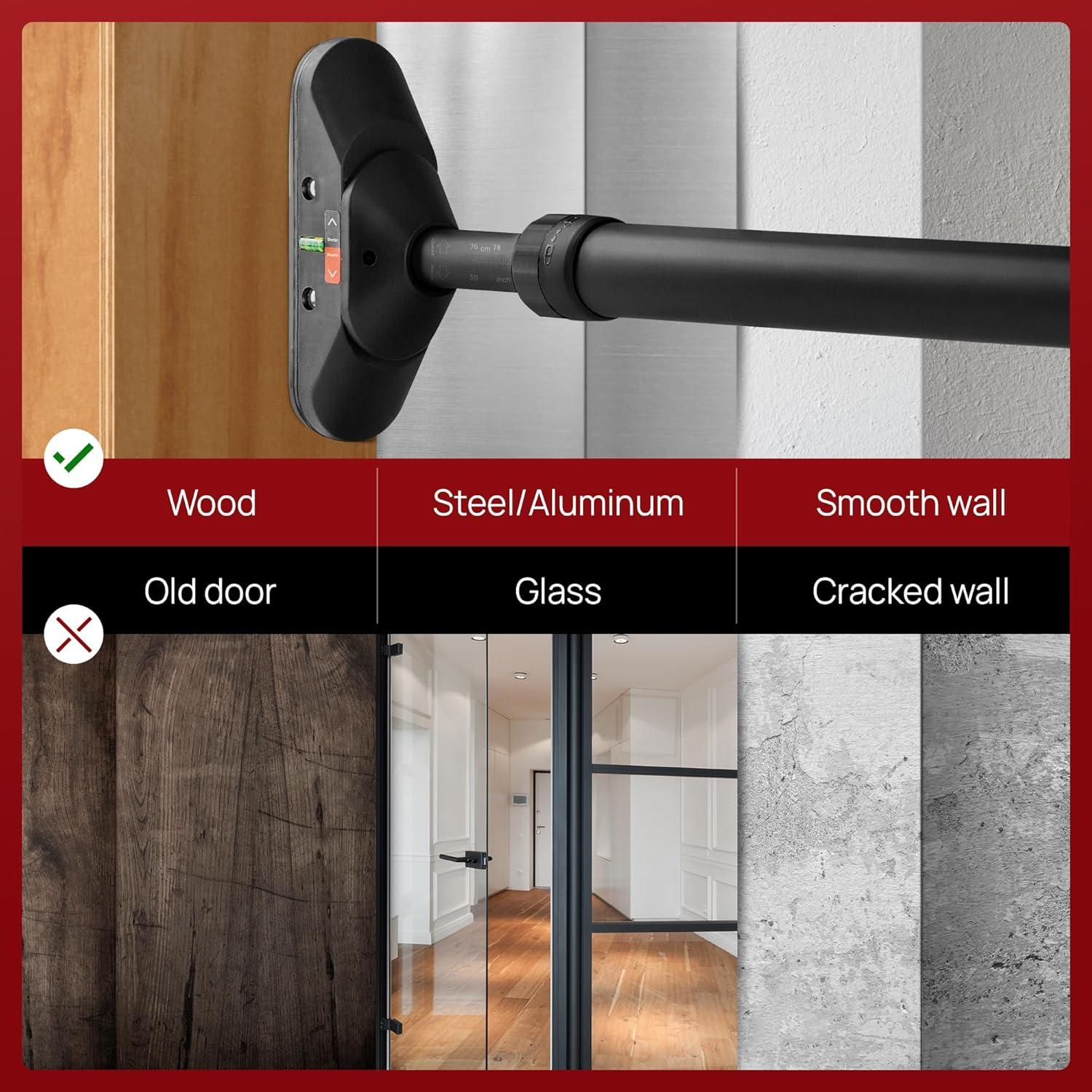 Yes4All Heavy Duty Wall Mounted Pull Up Bar, Over Door Pull Up Bar for Doorway, Multi Grip Chin Up Bar, Sturdy Strength Training Bars & Durable Gym Bar for Home Exercise(Doorway Pull-Up Bar)
