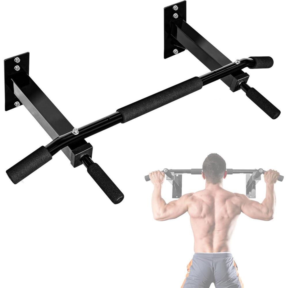 Yes4All Pull Up Bar Wall Mounted – Multifunctional Wall Mounted Pull Up Bar for Home Gym Workout Strength Training Equipment(A. Standard – Black)