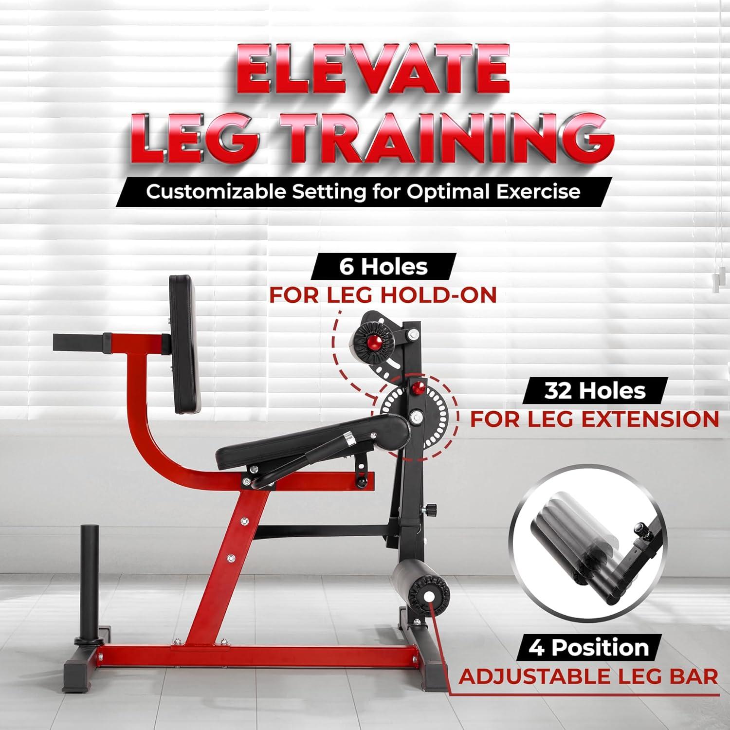 Yes4All Leg Extension and Curl Machine, Adjustable Leg Machine with Plate Loaded, Leg Extension and Curl Bench for Home Gym