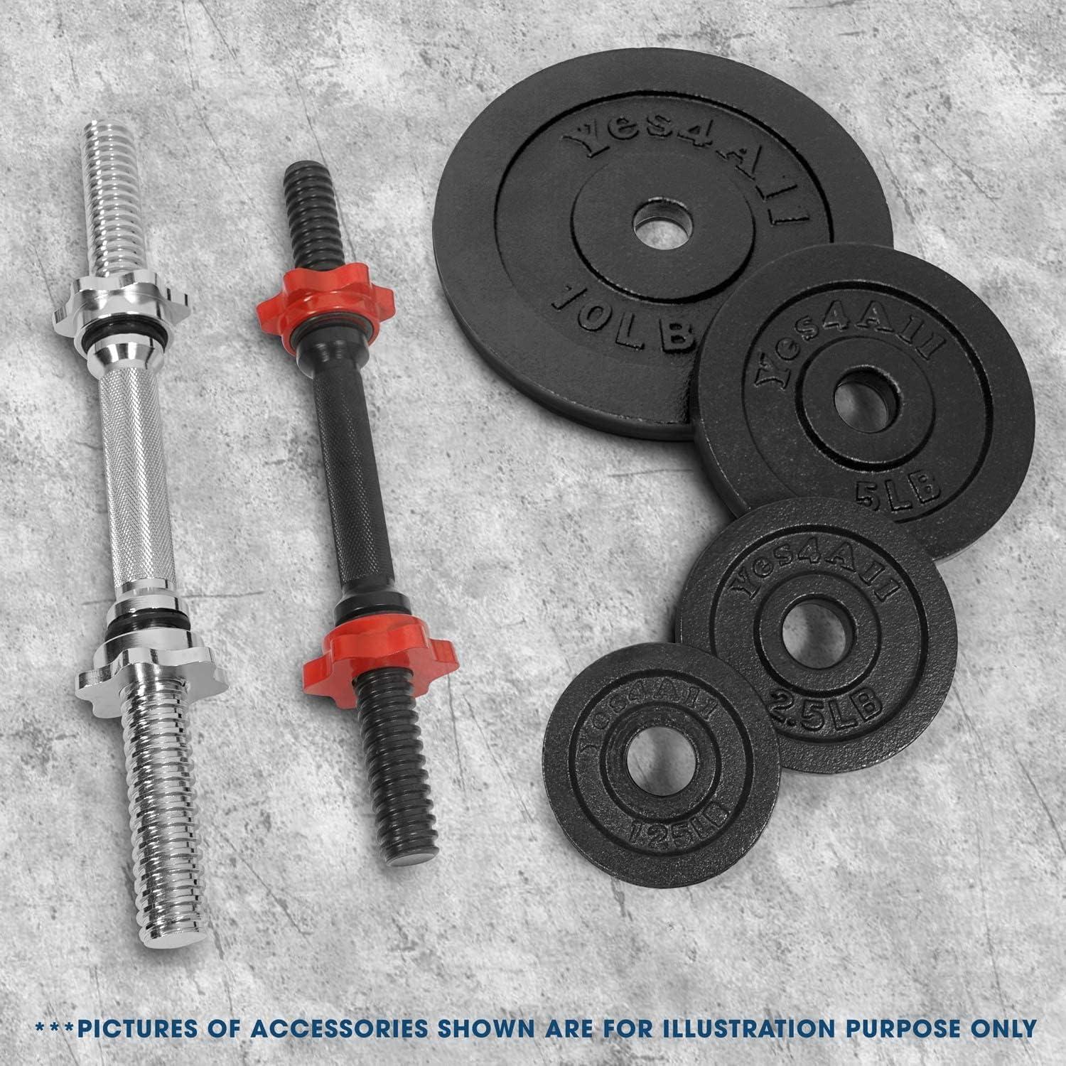 Yes4All 1.15 Inch Cast Iron Weight Plate – Ideal for Dumbbell Handle, Strength Training & Weightlifting (Set)(2×1.25lb + 2×2.5lb + 2x5lb +10lb (Set of 8))