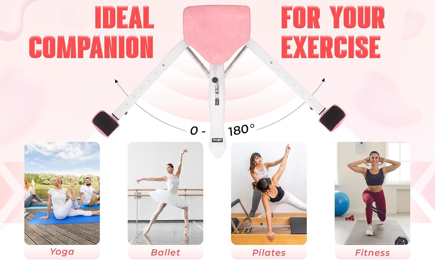 Yes4All Leg Stretcher Split Machine for Flexibility Versatile 330lbs Heavy Duty Narrow Wide Handle with Anti-Slip Rubber Grip(Pink and white)