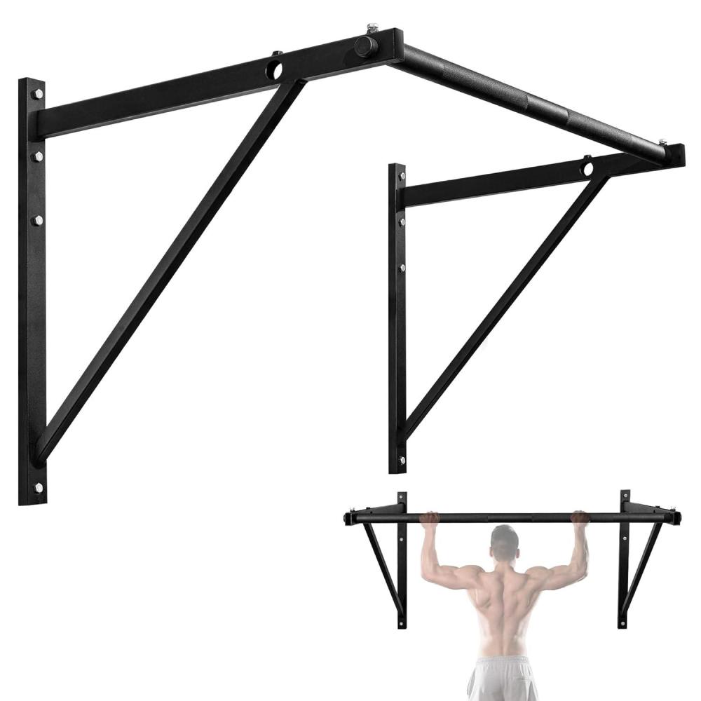 Yes4All Heavy Duty Wall Mounted Pull Up Bar – Multi-Grip Pull Ups / Pull Up Bar Ceiling Mount / Joist Mount for Home Gym(A. Heavy Duty)