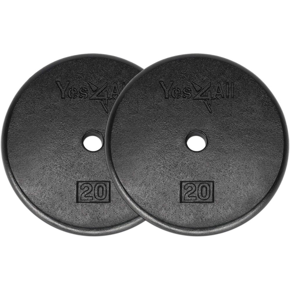 Yes4All 1 Inch Grip Cast Iron Weight Plates for Dumbbells – Standard Weight Plates – 20lb