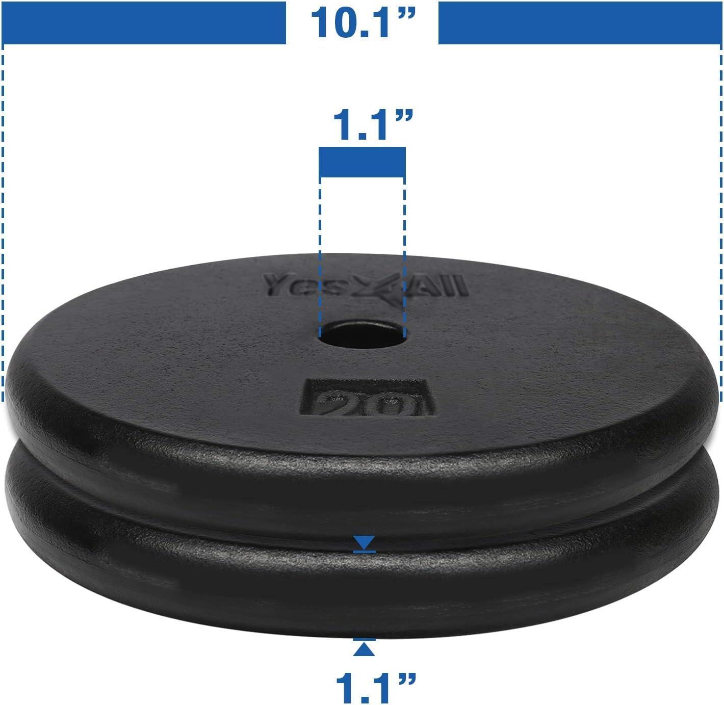 Yes4All 1 Inch Grip Cast Iron Weight Plates for Dumbbells – Standard Weight Plates – 20lb