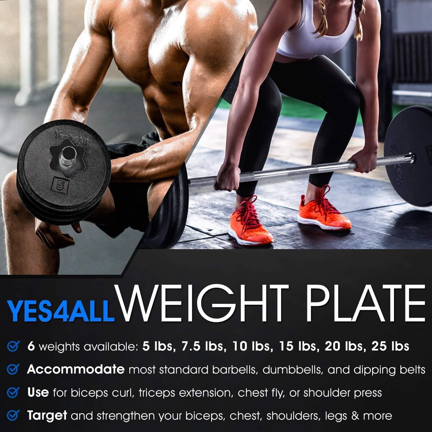 Yes4All 1 Inch Grip Cast Iron Weight Plates for Dumbbells – Standard Weight Plates – 20lb