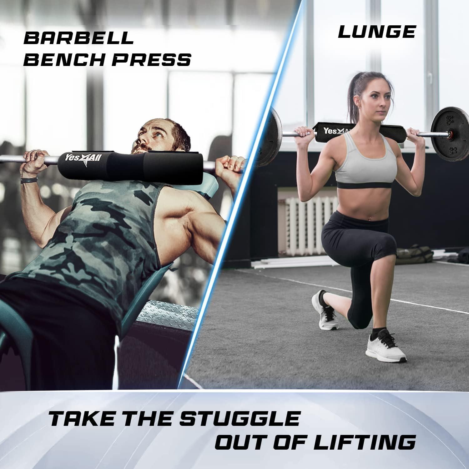 Yes4All Ergonomic Foam Bar Pad – Olympic Barbell Squat Pad – Neck Pad for Squats, Hip Thrusts – Weight Lifting Bar Pad