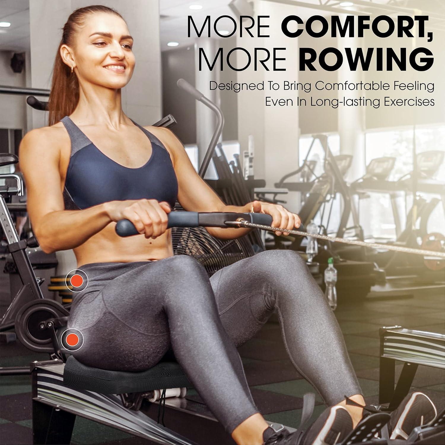 Yes4All Rowing Machine Seat Cushion Good with Non-Slip, Silicon Cooling Gel Seat Cover, Groove Design, Custom Fit Comfort, Black(A. Standard)