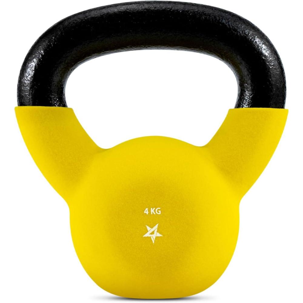 Yes4All 2-32kg Neoprene Coated/Powder Coated Kettlebells Cast Iron, Kettlebell Weight Sets for Home Gym Fitness & Weight Training(B. 4 kg)